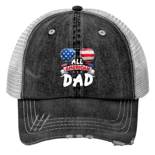 All American Dad US Patriots Fathers America Party Trucker Hats