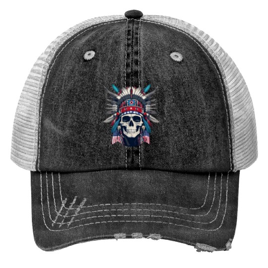 American Skull 4th of July Trucker Hats