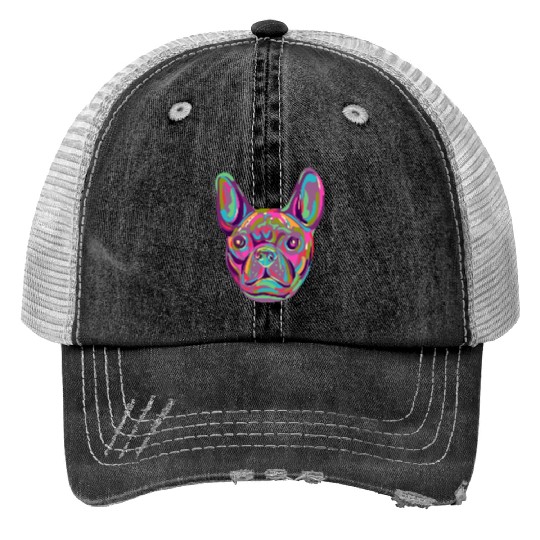French Bulldog Frenchie head Pop art style Trucker Hats