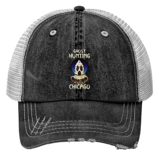 Paranormal Investigator Chicago Ghost Hunter Ghost Trucker Hats