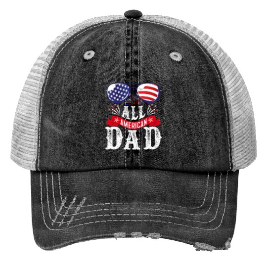 All American Dad America Pride US Patriot Trucker Hats