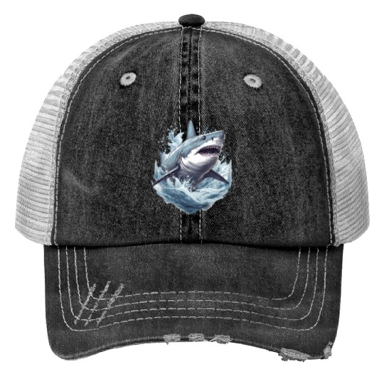 Captivating Shark Depiction Trucker Hats