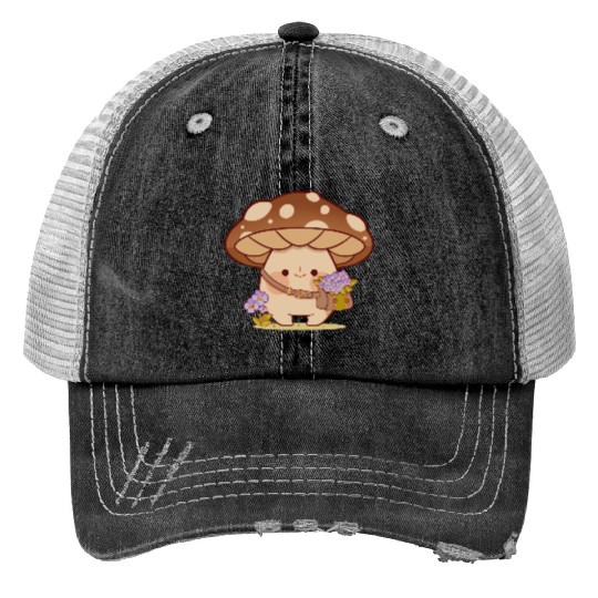 Flower Picking Mushroom Trucker Hats