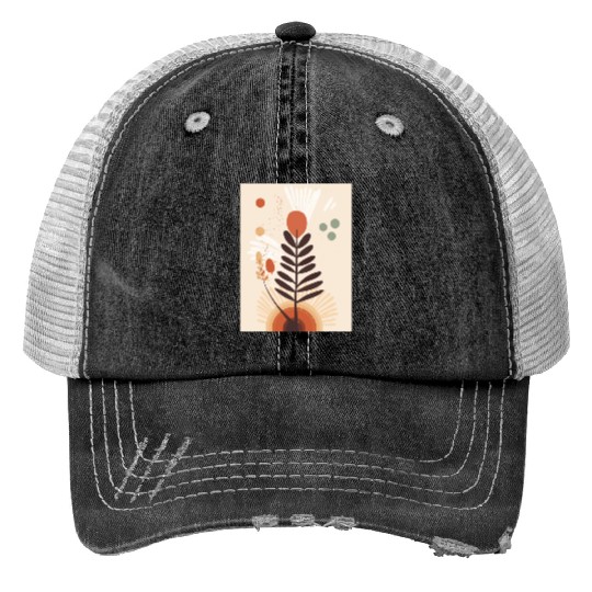Minimalist Botany Mid Century Style Silhouette Trucker Hats