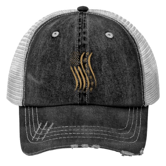 Cicada Line In Waving Distressed Us Flag For Trucker Hats
