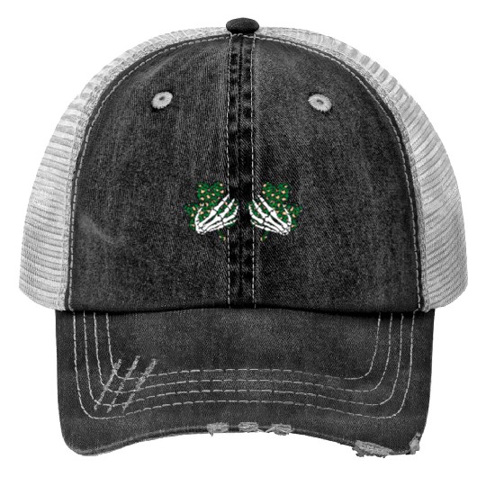 Shamrock Leopard Hands Trucker Hats