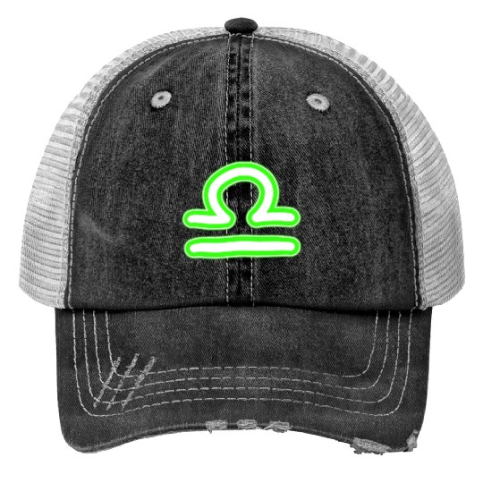 Libra Zodiac Sign Neon Green Trucker Hats