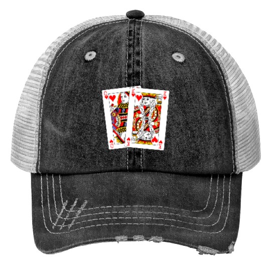 Queen and King of Hearts Trucker Hats