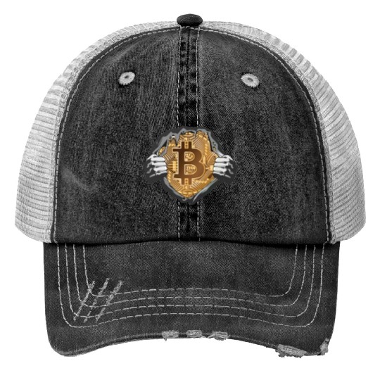 Bitcoin Coin-Crypto Super Hero Trucker Hats