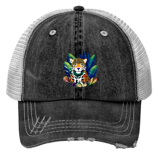 Jaguar in the Tropics Trucker Hats