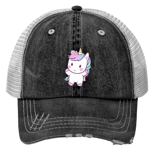 Cute Dancing Unicorn, Joyful Fantasy Design Trucker Hats