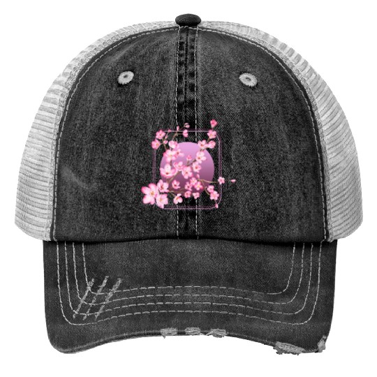 Cherry Blossom Trucker Hats, Pink Sakura Kawaii