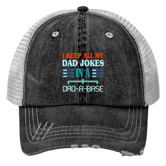 I Keep All My Dad Jokes Funny Fathers day stars Trucker Hats