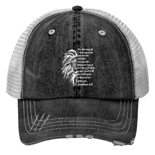 Christian Lion Joshua 19 Be Strong, Courageous Bib Trucker Hats