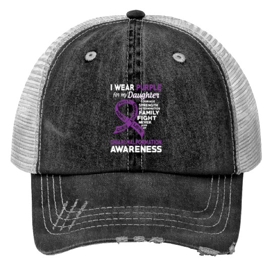 I Wear Purple For My Daughter Chiari Malformation Trucker Hats