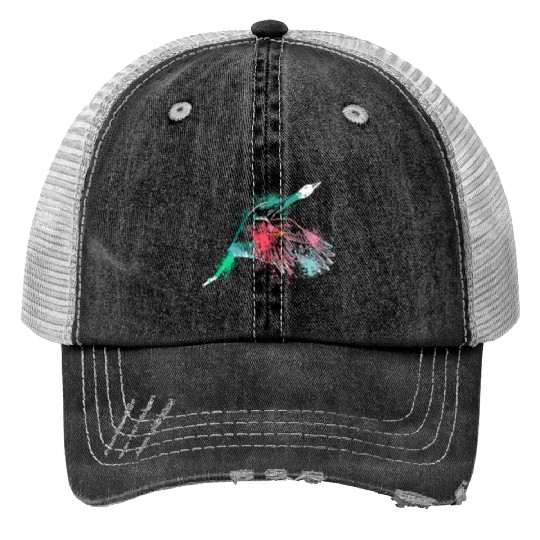 Colorful Splash Art Farm animals goose Trucker Hats
