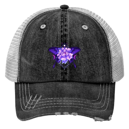 Peony Butterfly geometric tattoo Trucker Hats