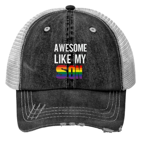 Awesome Like My Son Pride Rainbow Flag Trucker Hats
