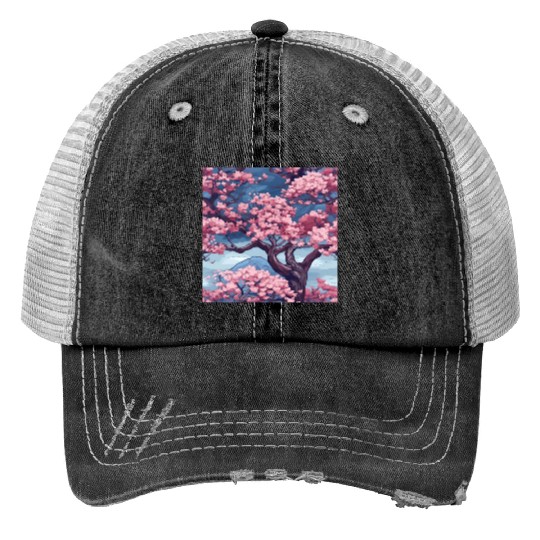 Anime Euphoria: Fantasy Cherry Blossom Dreamscape Trucker Hats