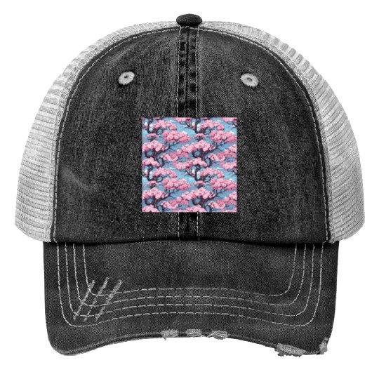 Anime Euphoria: Fantasy Cherry Blossom Dreamscape Trucker Hats