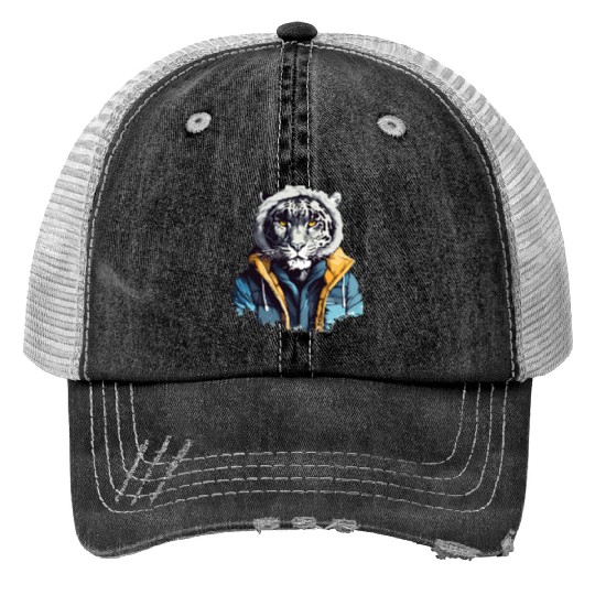 Street Style Snow Leopard | Leopard Lovers Trucker Hats