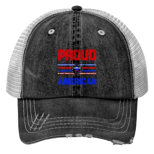Proud American USA Flag, Patriotic 4th of July Trucker Hats