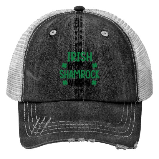 Irish Kisses And Shamrock Wishes Clover Trucker Hats
