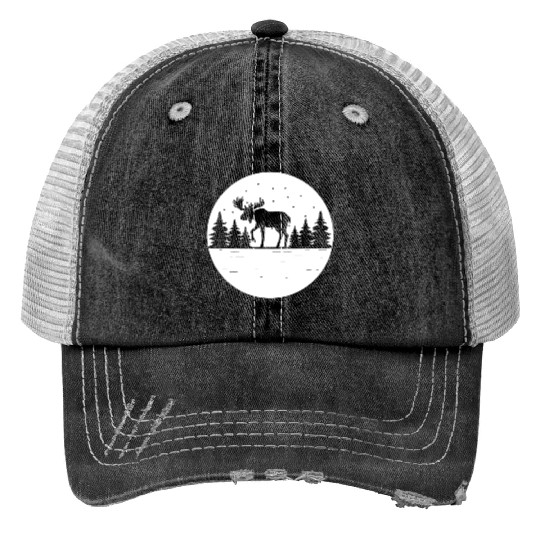 Moose Forest Deer Elk Canada Nature Wilderness Trucker Hats
