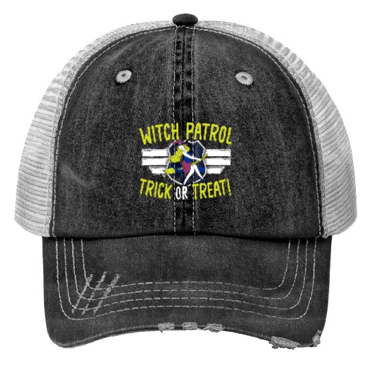 Witch Patrol: Trick or Treat! Policeman Halloween Trucker Hats