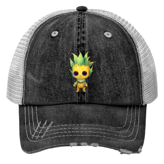 Alien Pineapple Fusion: Punk Hairstyle Trucker Hats