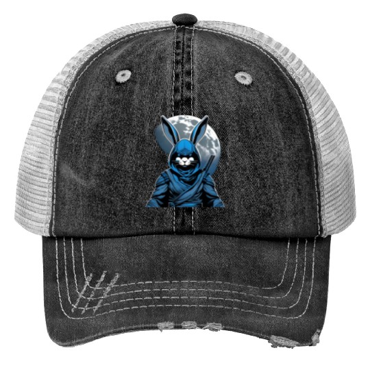 Moonshadow Rabbit Ninja: Lunar Elegance Unleashed Trucker Hats