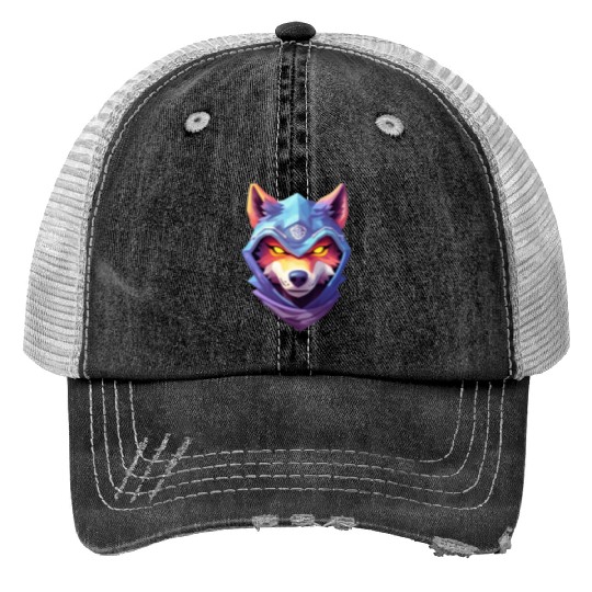 Hooded Alpha Wolf Ninja: Leader of the Night Trucker Hats
