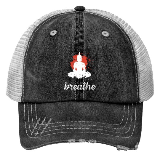 Breathe quote Buddha graphic Trucker Hats