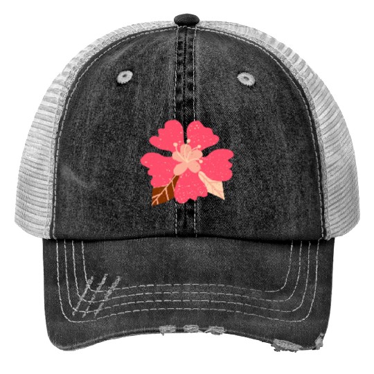 Hot Pink Hibiscus Flower Trucker Hats