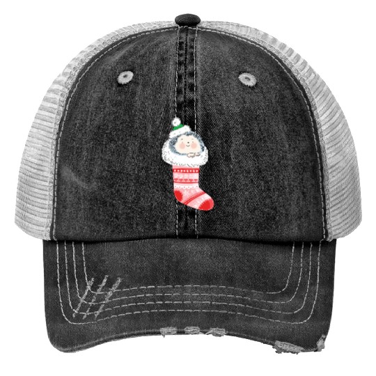 Holly Jolly Hedgehog Trucker Hats
