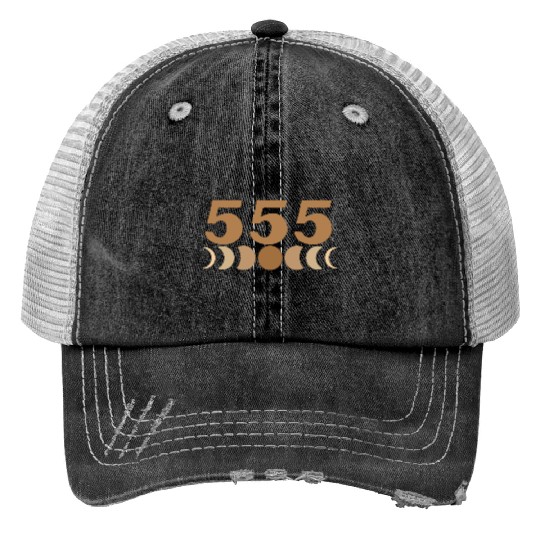 Moon Cycle Brown Angel Numbers 555 Trucker Hats