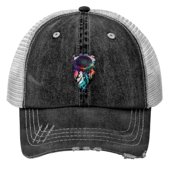 Dreamcatcher with feathers and smoke Trucker Hats