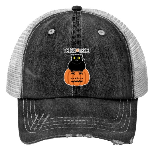 Trick or Treat Black lucky cat with sweetest eyes. Trucker Hats