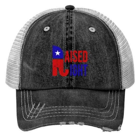 Raised Right Proud Republican Elephant Logo Usa Trucker Hats