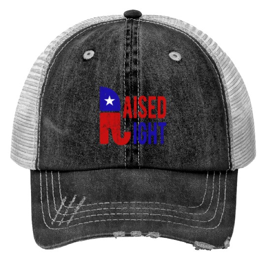 Raised Right Proud Republican Elephant Logo Usa Trucker Hats