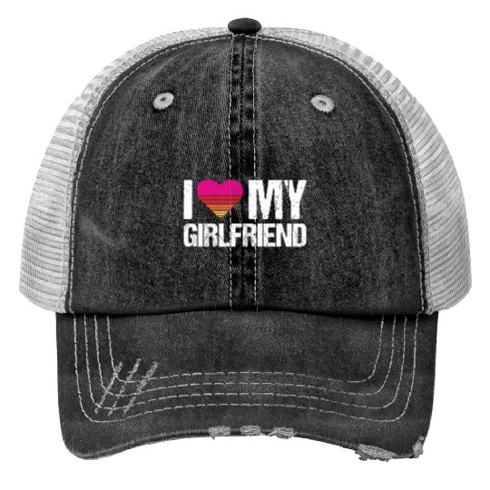 I love my girlfriend heart my girlfriend vintage Trucker Hats
