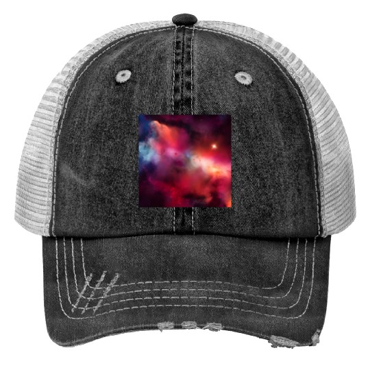 Galaxy nebula abstract design Trucker Hats