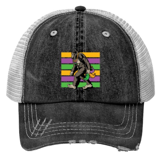 Bigfoot Mardi Gras Trucker Hats