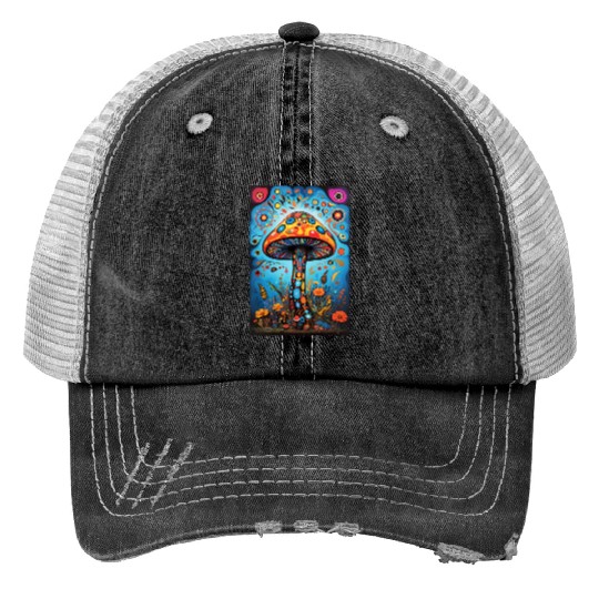 Mushroom forest art Trucker Hats