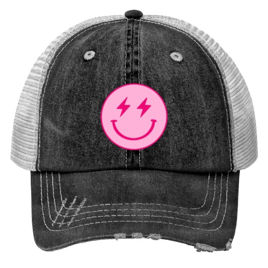 light pink face lightning bolt eyes Trucker Hats