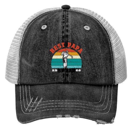 Retro Best Papa By Par Fathers Day Golf Gift Trucker Hats