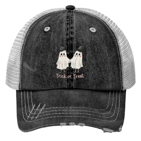 Trick or treat funny Halloween couple Trucker Hats