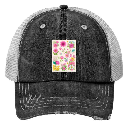 Buttercup and Marigold Spring Flowers Trucker Hats