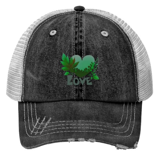 Love Design Leaves Greens Trucker Hats