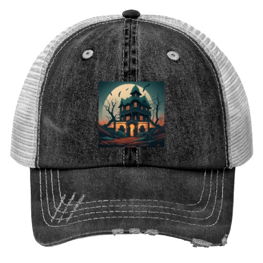 Haunted House Trucker Hats